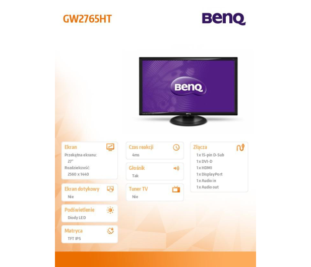 BenQ GW2765HT czarny - 210588 - zdjęcie 8